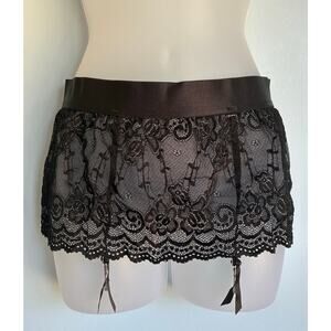 Body Rage Black Lace Skirt With Garter Straps Small/Medium NWT